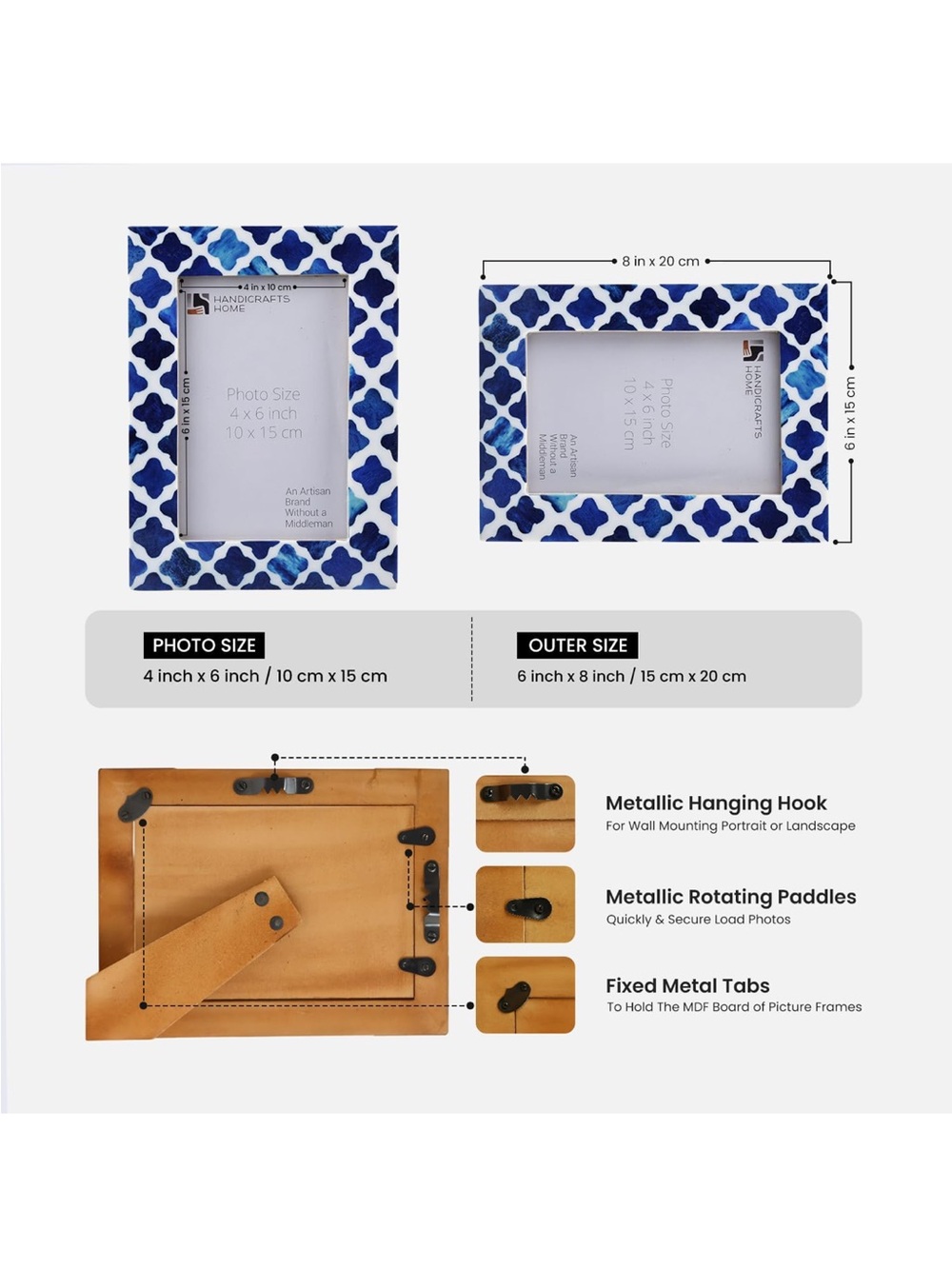 Handicrafts Home Picture Photo Frame 4x6 - Picture 2 of 4